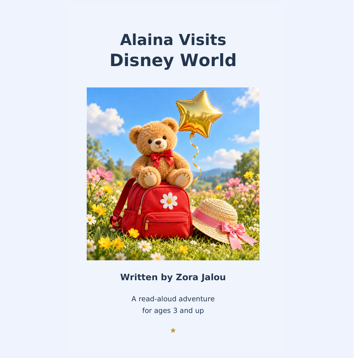 Alaina Visits Disney World book cover by Zora Jalou
